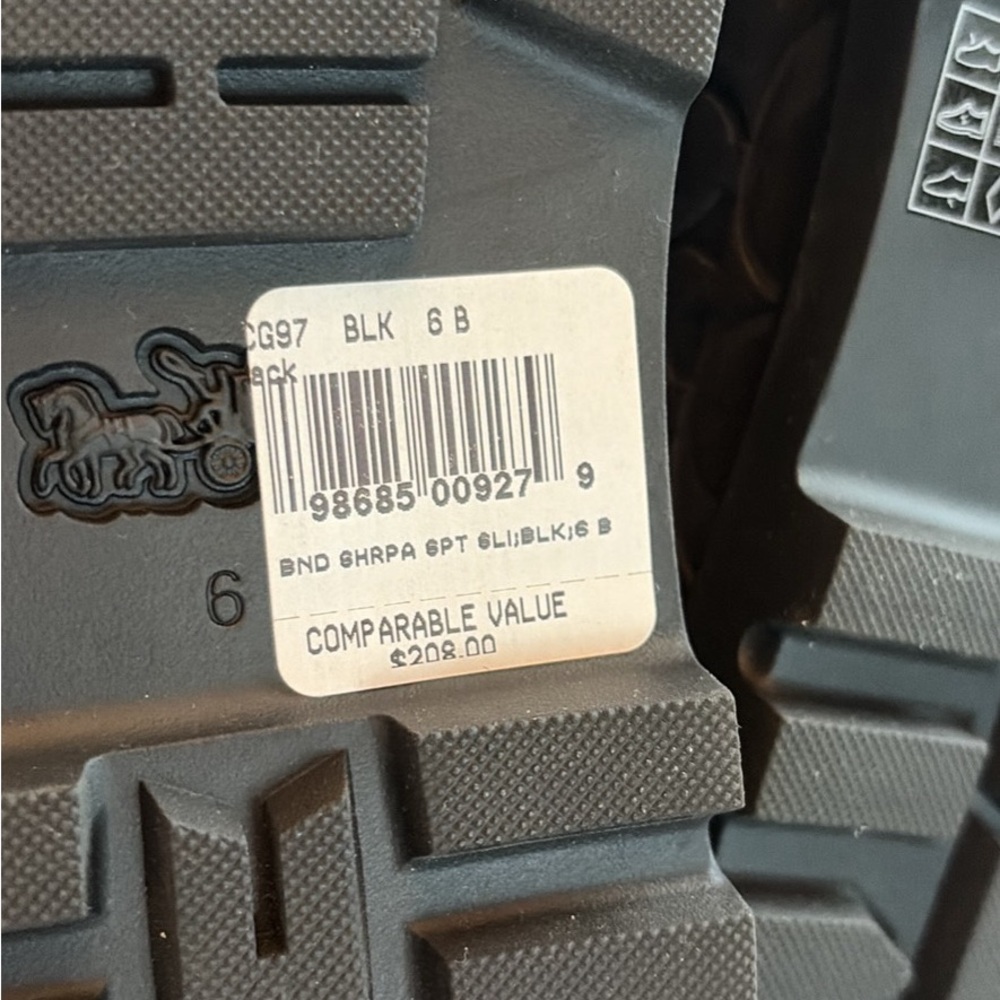 Coach Sherpa Black Fuzzy Double-Strap Slide Sandals size 6 new - Picture 7 of 8